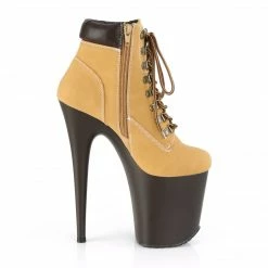 Pleaser FLAMINGO-800TL-02 - Tan Nubuck Faux Leather/D. Brown Matte