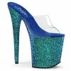 Pleaser Exotic Dancing FLAMINGO-801LG - Clr/Blue Holo Glitter