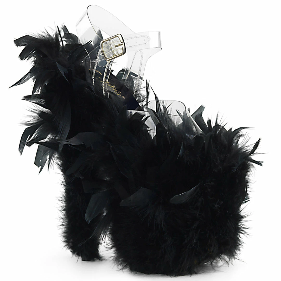 Pleaser FLAMINGO-808F - Clr/Blk Marabou Feather Exotic Dancing 3 Pleaser FLAMINGO-808F - Clr/Blk Marabou Feather Exotic Dancing