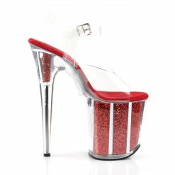 Pleaser FLAMINGO-808G - Clr/Red Glitter