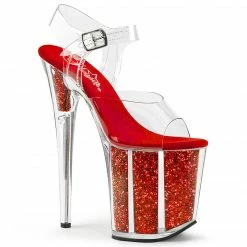 Pleaser FLAMINGO-808G - Clr/Red Glitter