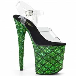 Pleaser FLAMINGO-808MSLG - Clr/Green Multi Glitter Exotic Dancing