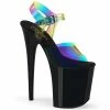 Pleaser FLAMINGO-808RB - Rainbow PVC/Blk Exotic Dancing