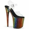 Pleaser Exotic Dancing FLAMINGO-808WR - Clr/Rainbow Hologram Wrapped