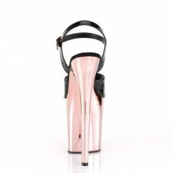 Pleaser Exotic Dancing FLAMINGO-809 - Blk Pat/Rose Gold Chrome