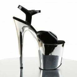 Pleaser Exotic Dancing FLAMINGO-809 - Blk Pat/Slv Chrome
