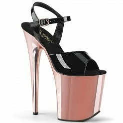 Pleaser Exotic Dancing FLAMINGO-809 - Blk Pat/Rose Gold Chrome
