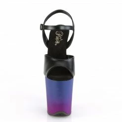 Pleaser Exotic Dancing FLAMINGO-809BP - Blk Faux Leather/Blue-Purple Ombre
