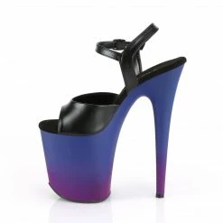 Pleaser Exotic Dancing FLAMINGO-809BP - Blk Faux Leather/Blue-Purple Ombre