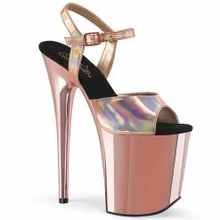 Pleaser FLAMINGO-809HG - Rose Gold Hologram/Rose Gold Chrome Exotic Dancing