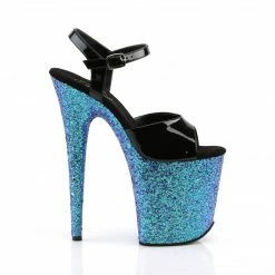 Pleaser FLAMINGO-809LG - Blk Pat/Blue Multi Glitter 11 Pleaser FLAMINGO-809LG - Blk Pat/Blue Multi Glitter
