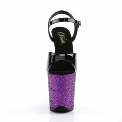 Pleaser FLAMINGO-809LG - Blk Pat/Purple Multi Glitter