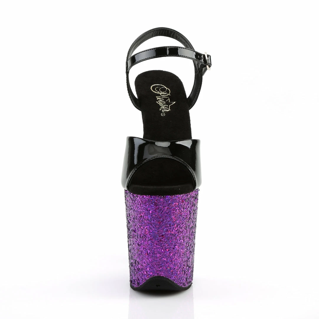 Pleaser FLAMINGO-809LG - Blk Pat/Purple Multi Glitter 4 Pleaser FLAMINGO-809LG - Blk Pat/Purple Multi Glitter