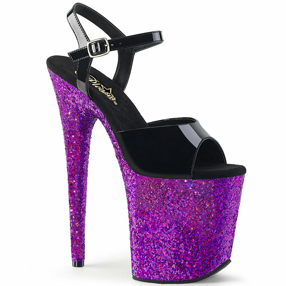 Pleaser FLAMINGO-809LG - Blk Pat/Purple Multi Glitter 3 Pleaser FLAMINGO-809LG - Blk Pat/Purple Multi Glitter