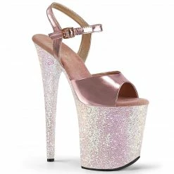 Pleaser FLAMINGO-809LG - Rose Gold Metallic Pu/Opal Multi Glitter