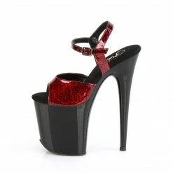 Pleaser FLAMINGO-809SP - Red Snake Print Pat/Blk Exotic Dancing