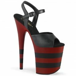 Pleaser FLAMINGO-809SR - Blk Faux Leather/D. Red-Blk Matte