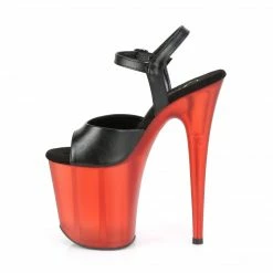 Pleaser FLAMINGO-809T - Blk Faux Leather/Frosted Red