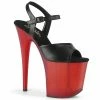 Pleaser FLAMINGO-809T - Blk Faux Leather/Frosted Red