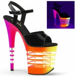 Pleaser FLAMINGO-809UVLN - Blk Pat/Neon Multi