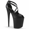 Pleaser Exotic Dancing FLAMINGO-821 - Blk Faux Leather/Blk Matte