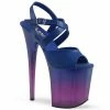 Pleaser FLAMINGO-822T - Blue Faux Leather/Blue-Purple Ombre Exotic Dancing