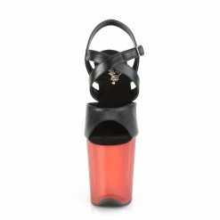 Pleaser FLAMINGO-822T - Blk Faux Leather/Frosted Red Exotic Dancing