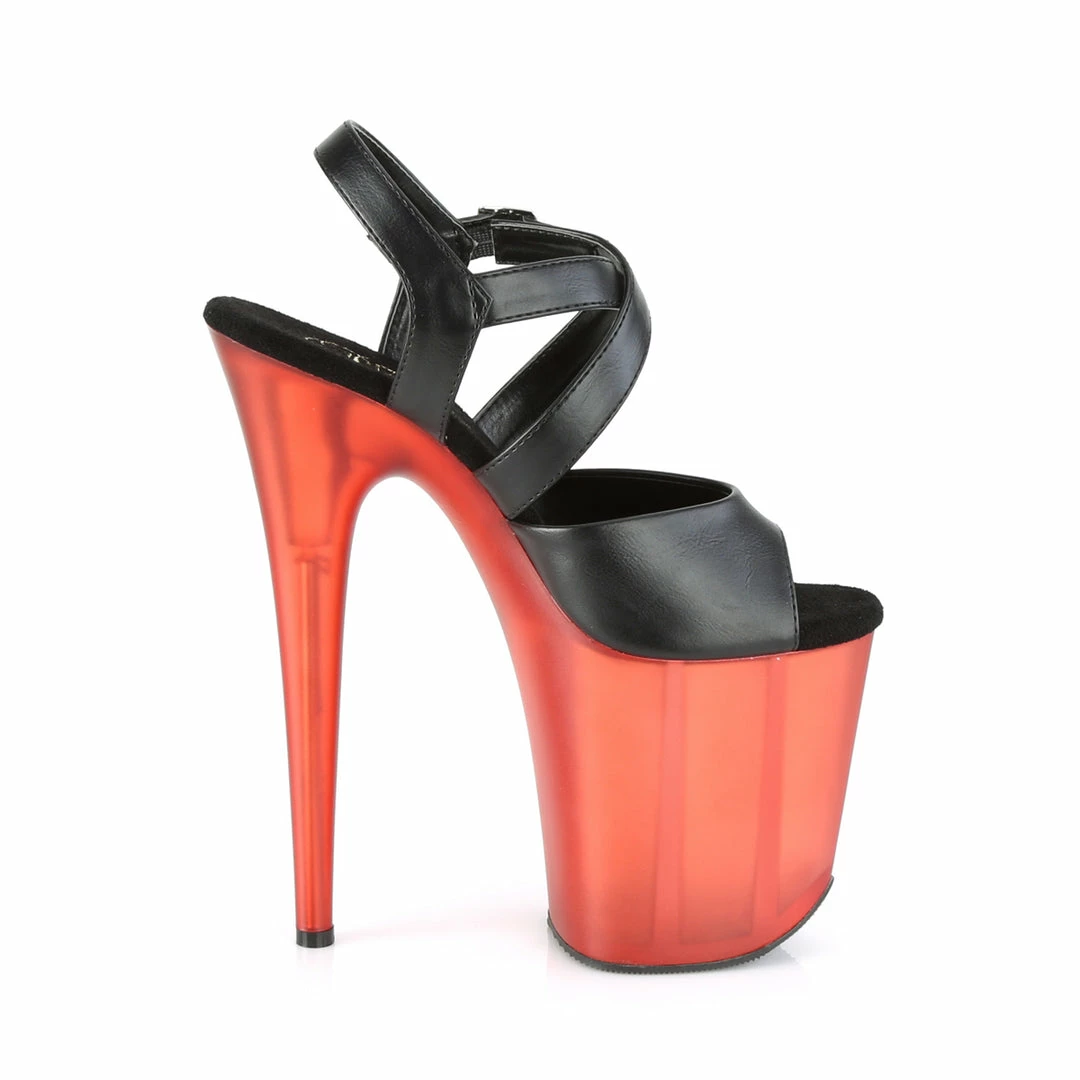 Pleaser FLAMINGO-822T - Blk Faux Leather/Frosted Red Exotic Dancing 7 Pleaser FLAMINGO-822T - Blk Faux Leather/Frosted Red Exotic Dancing
