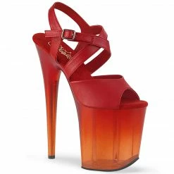 Pleaser FLAMINGO-822T - Red Faux Leather/Faded Red