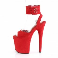 Pleaser FLAMINGO-891 - Red Faux Suede/Red Faux Suede Exotic Dancing