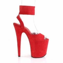 Pleaser FLAMINGO-891 - Red Faux Suede/Red Faux Suede Exotic Dancing