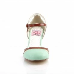 Pin Up Couture FLAPPER-27 - Mint-Brown Faux Leather