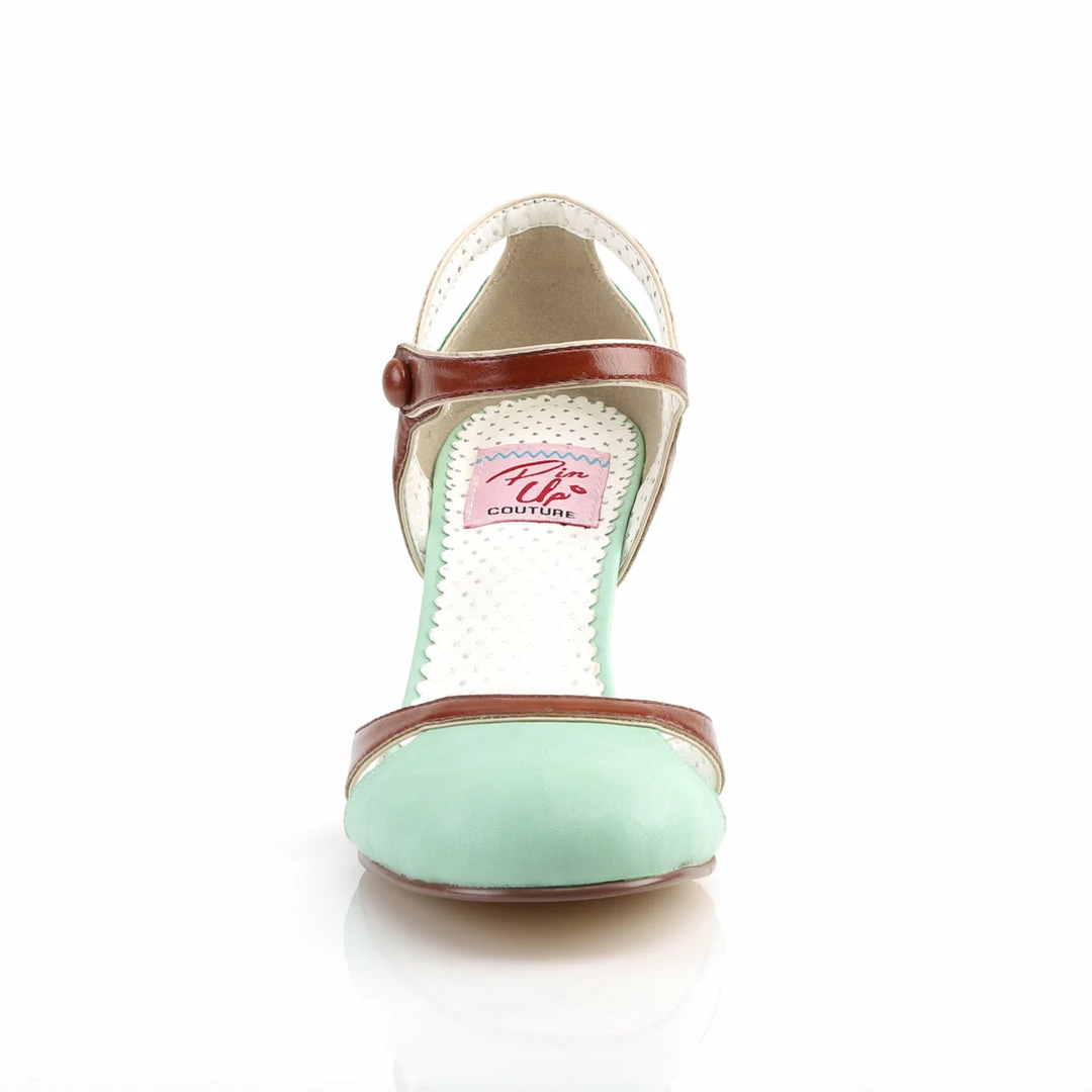Pin Up Couture FLAPPER-27 - Mint-Brown Faux Leather 4 Pin Up Couture FLAPPER-27 - Mint-Brown Faux Leather
