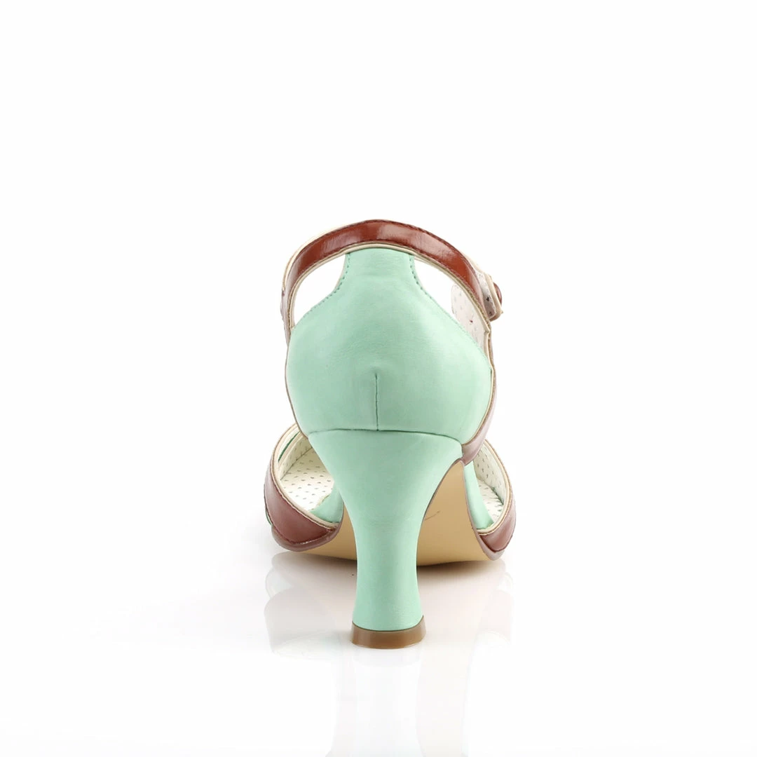 Pin Up Couture FLAPPER-27 - Mint-Brown Faux Leather 6 Pin Up Couture FLAPPER-27 - Mint-Brown Faux Leather