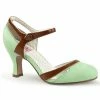 Pin Up Couture FLAPPER-27 - Mint-Brown Faux Leather 1 Pin Up Couture FLAPPER-27 - Mint-Brown Faux Leather