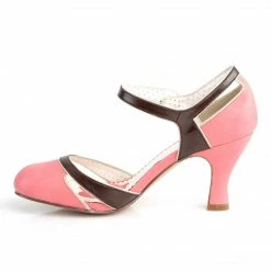 Pin Up Couture FLAPPER-27 - Salmon-D. Brown Faux Leather