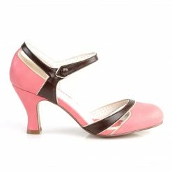 Pin Up Couture FLAPPER-27 - Salmon-D. Brown Faux Leather