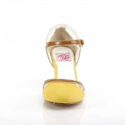 Pin Up Couture FLAPPER-27 - Yellow-Tan Faux Leather
