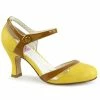 Pin Up Couture FLAPPER-27 - Yellow-Tan Faux Leather