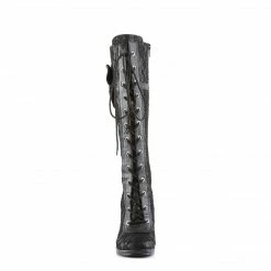 Demonia GLAM-240 - Blk Vegan Leather-Blk Lace Overlay