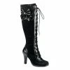 Demonia GLAM-240 - Blk Vegan Leather-Blk Lace Overlay