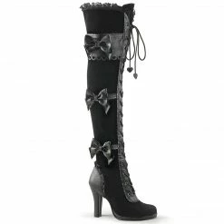 Demonia Punk & Goth GLAM-300 - Blk Vegan Leather-Velvet