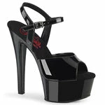 Pleaser Exotic Dancing GLEAM-609 - Blk Pat/Blk