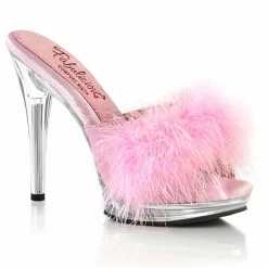 Fabulicious GLORY-501F-8 - B. Pink Faux Leather-Fur/Clr Party & Prom