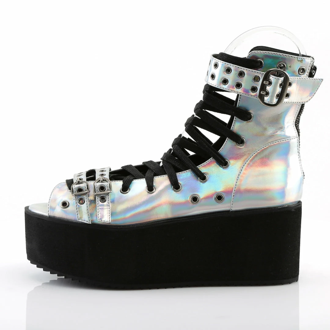 Demonia GRIP-105 - Slv Hologram Vegan Leather 5 Demonia GRIP-105 - Slv Hologram Vegan Leather