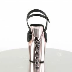 Pleaser HEX-709 - Blk Quilted Faux Leather/Rose Gold Chrome Exotic Dancing