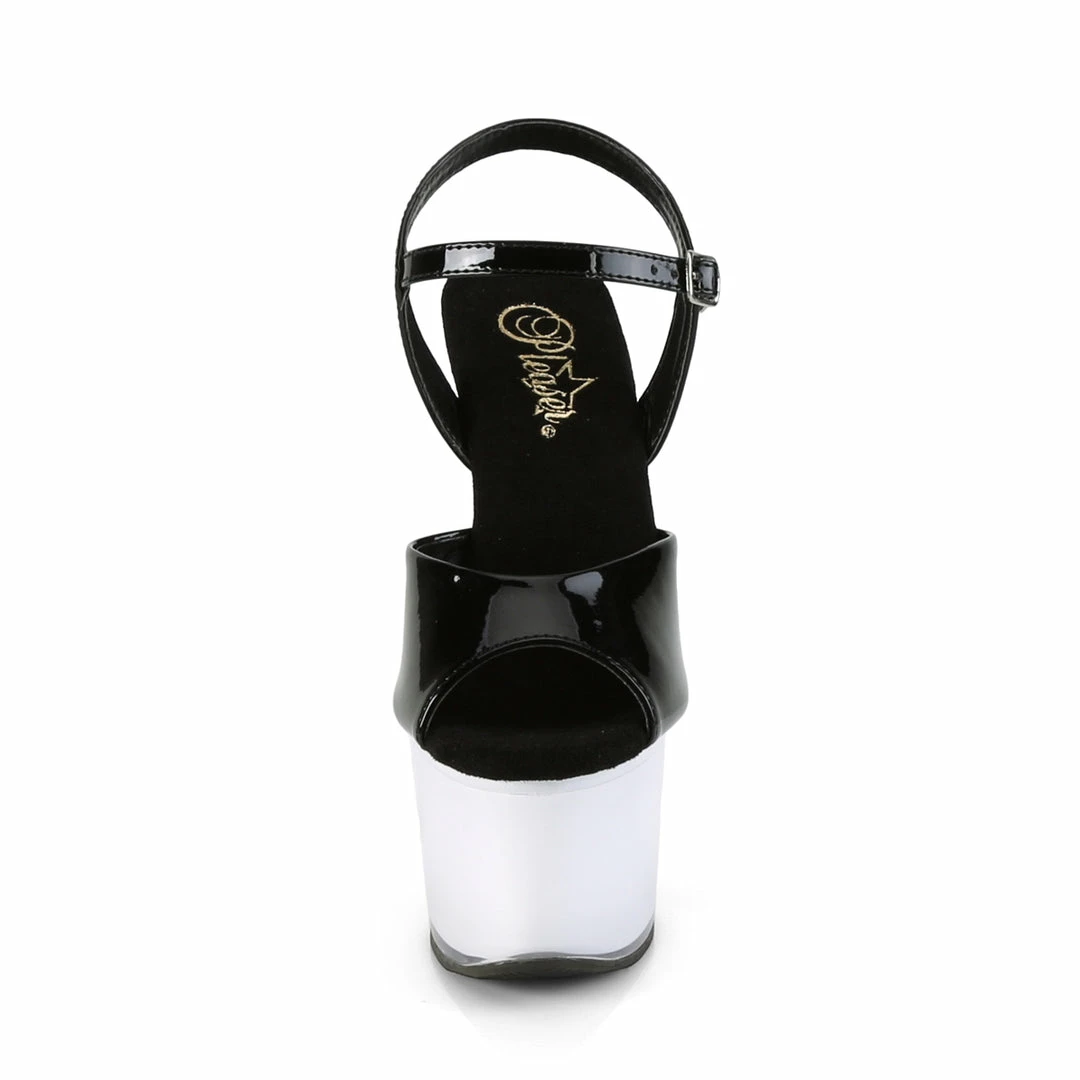 Pleaser ILLUMINATOR-709 - Blk Pat/White Glow 4 Pleaser ILLUMINATOR-709 - Blk Pat/White Glow