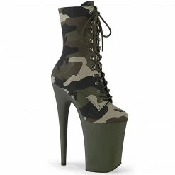 Pleaser INFINITY-1020CAMO - Green Camo Fabric/Dark Olive Matte