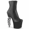 Pleaser Exotic Dancing IRONGRIP-1042 - Blk Faux Leather/Blk Matte-Slv Brushed