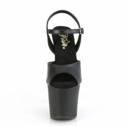 Pleaser Exotic Dancing IRONGRIP-709 - Blk F.Leather/Blk Matte-Slv Brushed